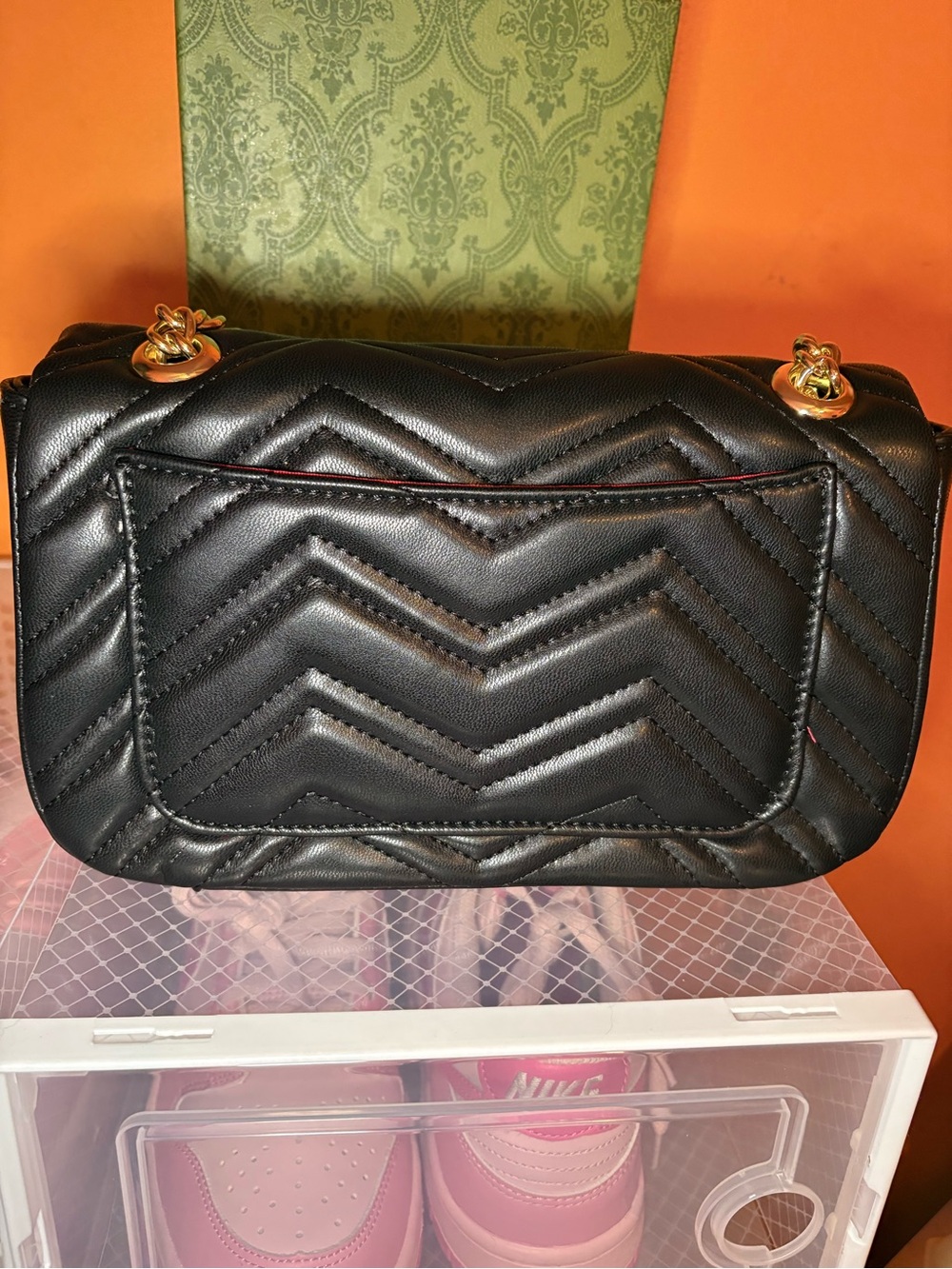 Black quilted shoulder bag - Picture 3 of 4